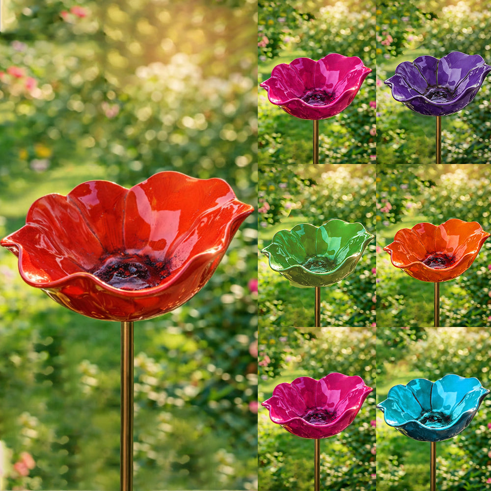 Colorful Metal Flower Stake for Garden – Bird, Bee & Butterfly Pollinator Decor